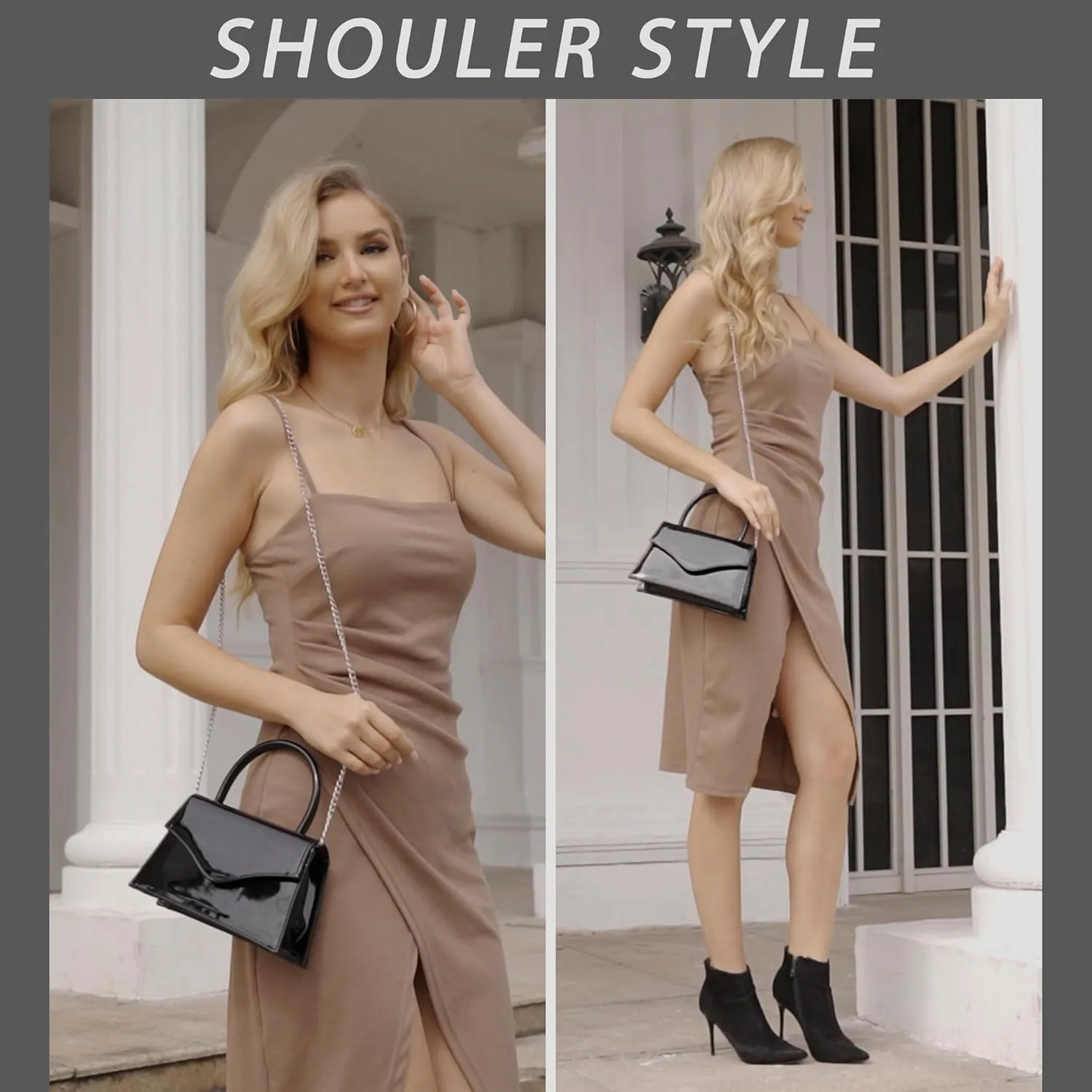 Milisente Women's Evening Bag Bridal Party Clutch Purses Cocktail Prom Handbags with Patent Leather