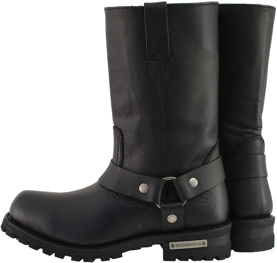 Milwaukee Leather Men's Classic Black Leather 11-Inch Square Toe Motorcycle Harness Boots MBM131