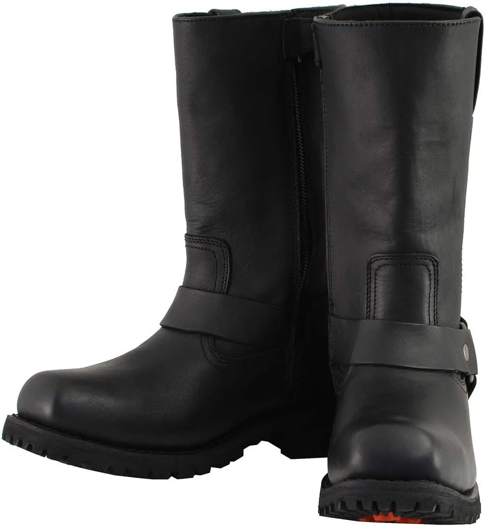 Milwaukee Leather Men's Classic Black Leather 11-Inch Square Toe Motorcycle Harness Boots MBM131