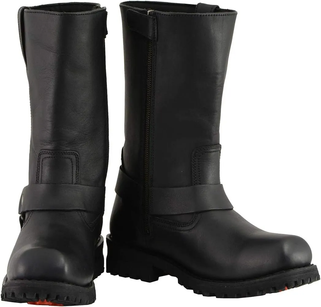 Milwaukee Leather Men's Classic Black Leather 11-Inch Square Toe Motorcycle Harness Boots MBM131