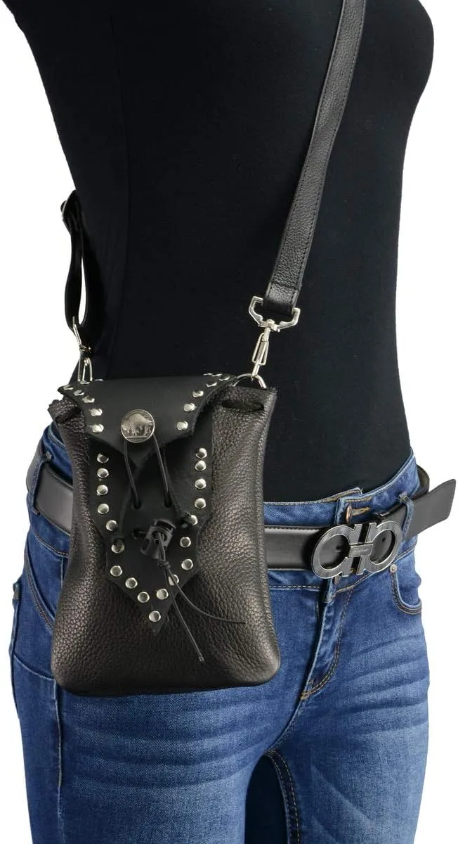 Milwaukee Leather MP8857 Women's Black Leather Drop Set Belt Bag
