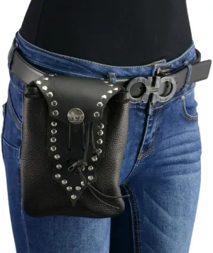 Milwaukee Leather MP8857 Women's Black Leather Drop Set Belt Bag