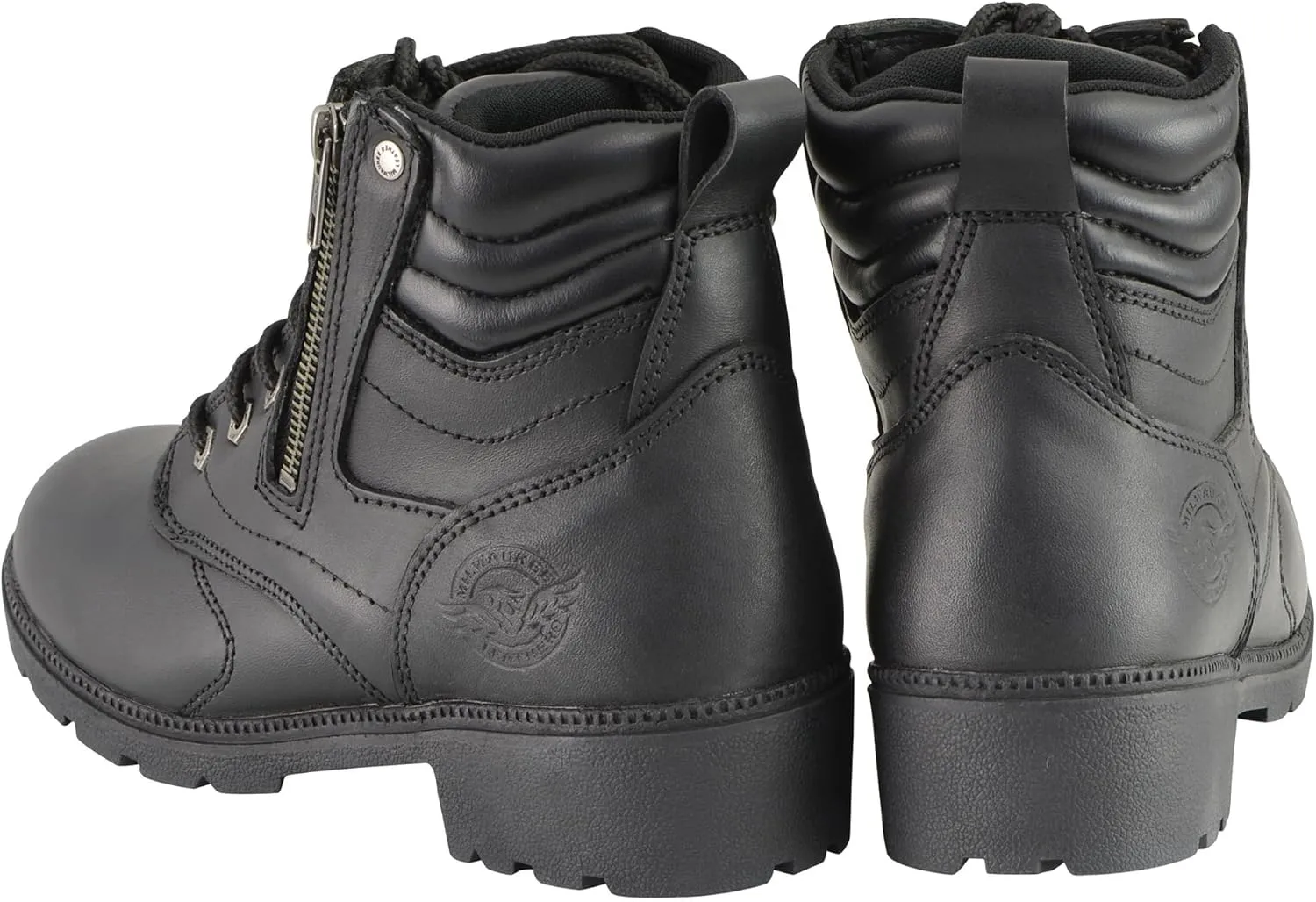 Milwaukee Leather Women's Black Premium Leather MBL9320W 'Wide-Width' Lace-Up Motorcycle Rider Boots