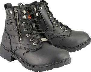 Milwaukee Leather Women's Black Premium Leather MBL9320W 'Wide-Width' Lace-Up Motorcycle Rider Boots
