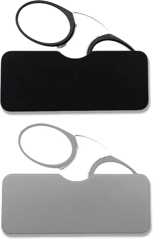 Mini Armless Reading Glasses for Men Women Slim Thin Clip on Nose Readers with Small Portable Case