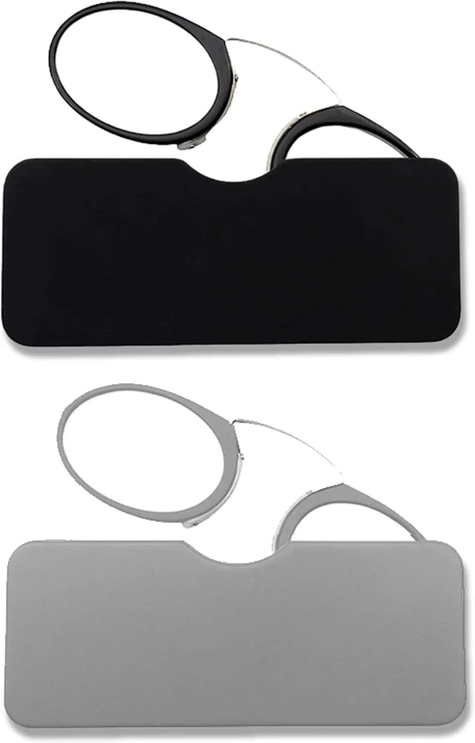 Mini Armless Reading Glasses for Men Women Slim Thin Clip on Nose Readers with Small Portable Case
