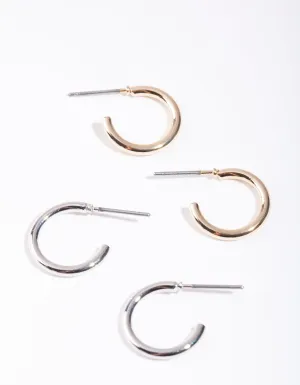Mixed Metal 10mm Hoop Earring Pack