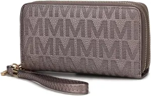 MKF-PU7770PW Lisbette Embossed M Signature Wallet, Pewter, Multicoloured
