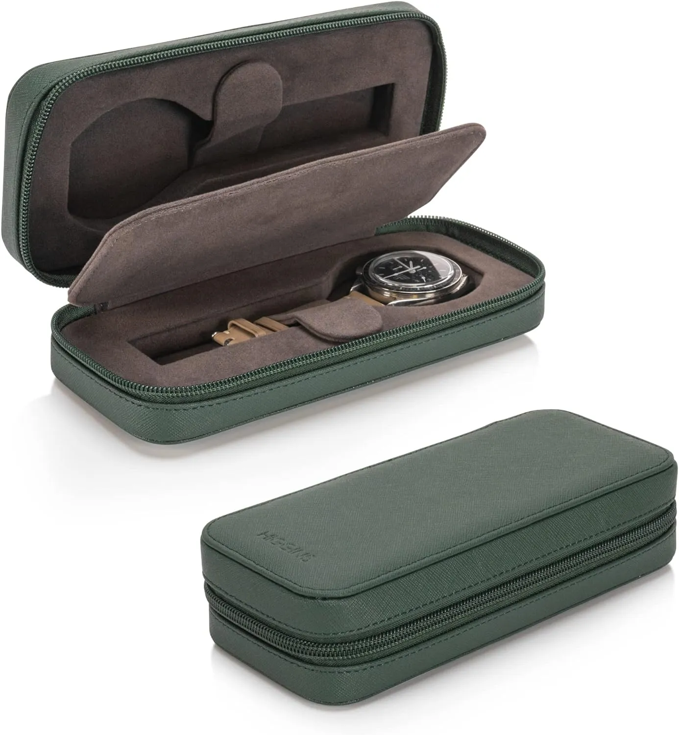 Modern Leather Watch Case for men - Watch Travel Case - Storage Organizer & Display - Watch accessory Green