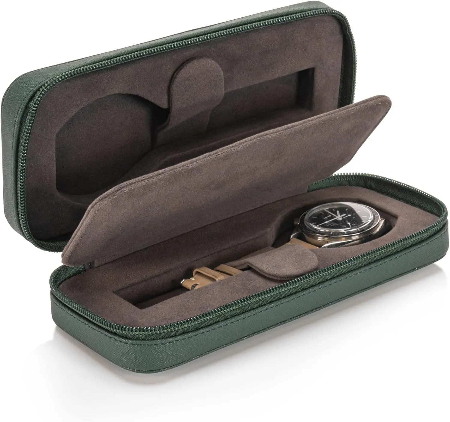 Modern Leather Watch Case for men - Watch Travel Case - Storage Organizer & Display - Watch accessory Green