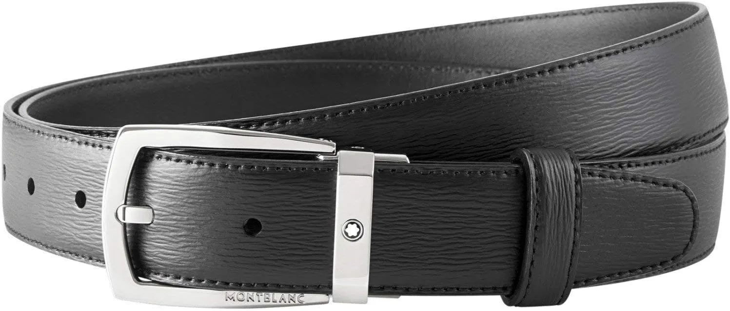 MONTBLANC Black Leather Belt- Black116706, Brand Size 47