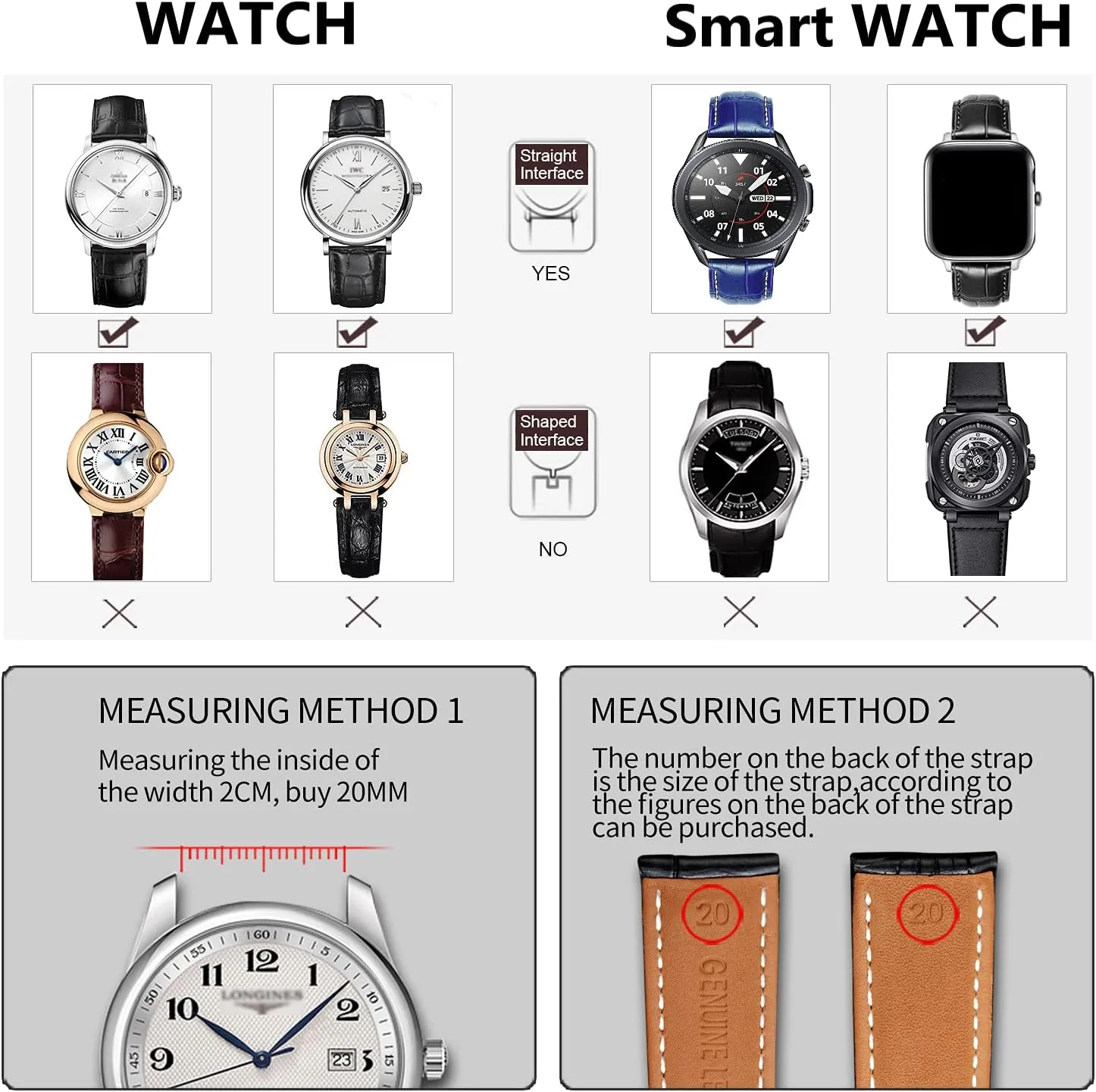Moran Quick Release Alligator Leather Watch Band Deployment Butterfly Buckle 18mm 19mm 20mm 21mm 22mm 24mm Replacement Genuine Crocodile Leather Loop SmartWatch Strap for Men Women