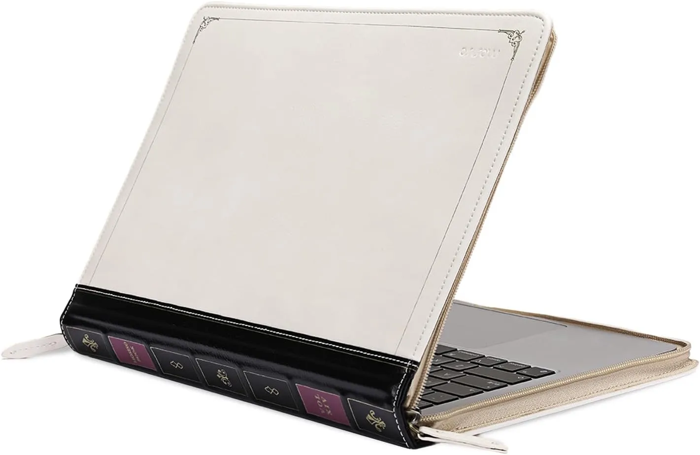 MOSISO Laptop Sleeve Case Compatible with MacBook Air 13 inch M4 A3240 M3 A3113 M2 A2681 M1 A2337 A2179 A1932 2025-2018/Pro 13 inch M2 M1 2025-2016, PU Leather Vintage Portfolio Cover, Ivory White