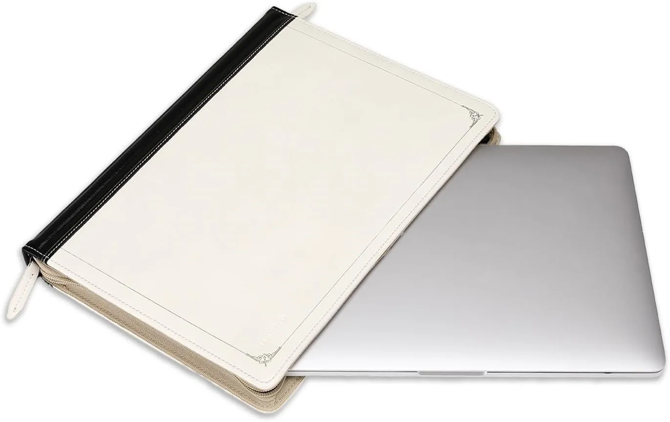 MOSISO Laptop Sleeve Case Compatible with MacBook Air 13 inch M4 A3240 M3 A3113 M2 A2681 M1 A2337 A2179 A1932 2025-2018/Pro 13 inch M2 M1 2025-2016, PU Leather Vintage Portfolio Cover, Ivory White