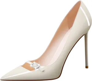 MSONLYDN Patent Heels Casual Women Leather Heels and Pumps Stiletto High Heels Pumps Comfortable Sexy for Wedding Shoes 4 inch