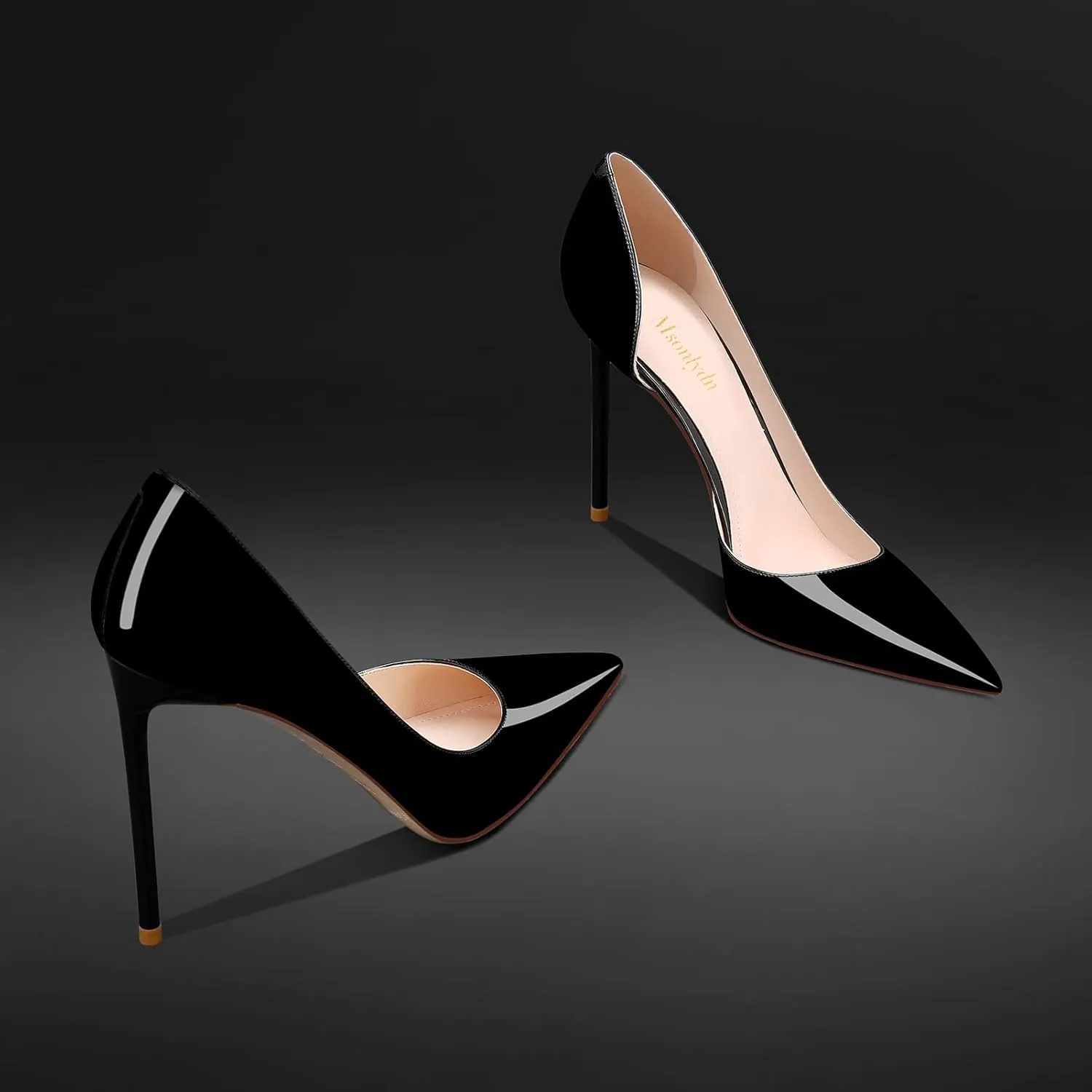 MSONLYDN Patent Heels Casual Women Leather Heels and Pumps Stiletto High Heels Pumps Comfortable Sexy for Wedding Shoes 4 inch