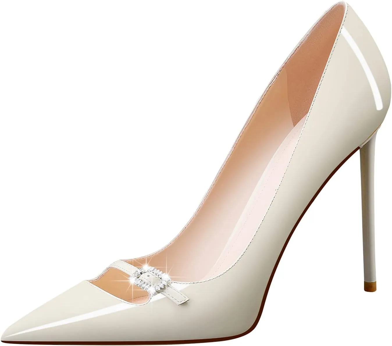 MSONLYDN Patent Heels Casual Women Leather Heels and Pumps Stiletto High Heels Pumps Comfortable Sexy for Wedding Shoes 4 inch