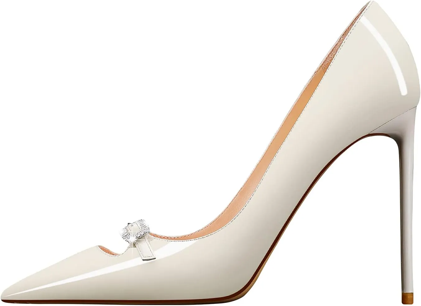 MSONLYDN Patent Heels Casual Women Leather Heels and Pumps Stiletto High Heels Pumps Comfortable Sexy for Wedding Shoes 4 inch