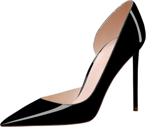 MSONLYDN Patent Heels Casual Women Leather Heels and Pumps Stiletto High Heels Pumps Comfortable Sexy for Wedding Shoes 4 inch