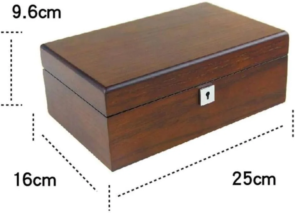 MUSUMI Small Double Watch Box Jewelry Box Wooden Simple Lock Desktop Accessories Collection Jewelry Box Wooden Fashion (B)