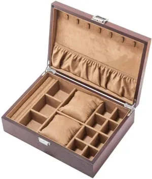 MUSUMI Watch Storage Box Lock Type Ash Wood Jewelry Box Wooden Jewelry Bracelet Fashion (A)