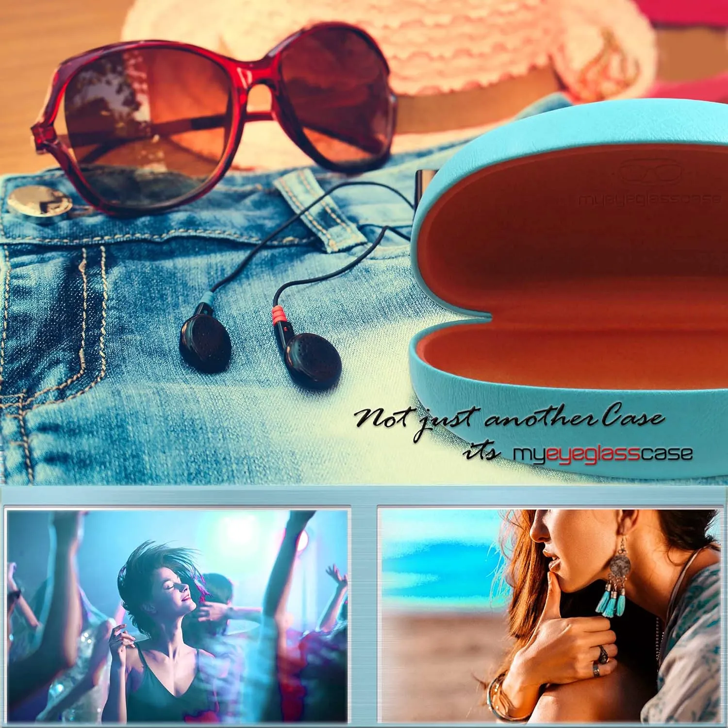 MyEyeglassCase® Large Hard Sunglasses Case | fits Large curved Sunglasses, with microfiber bag and cleaning cloth