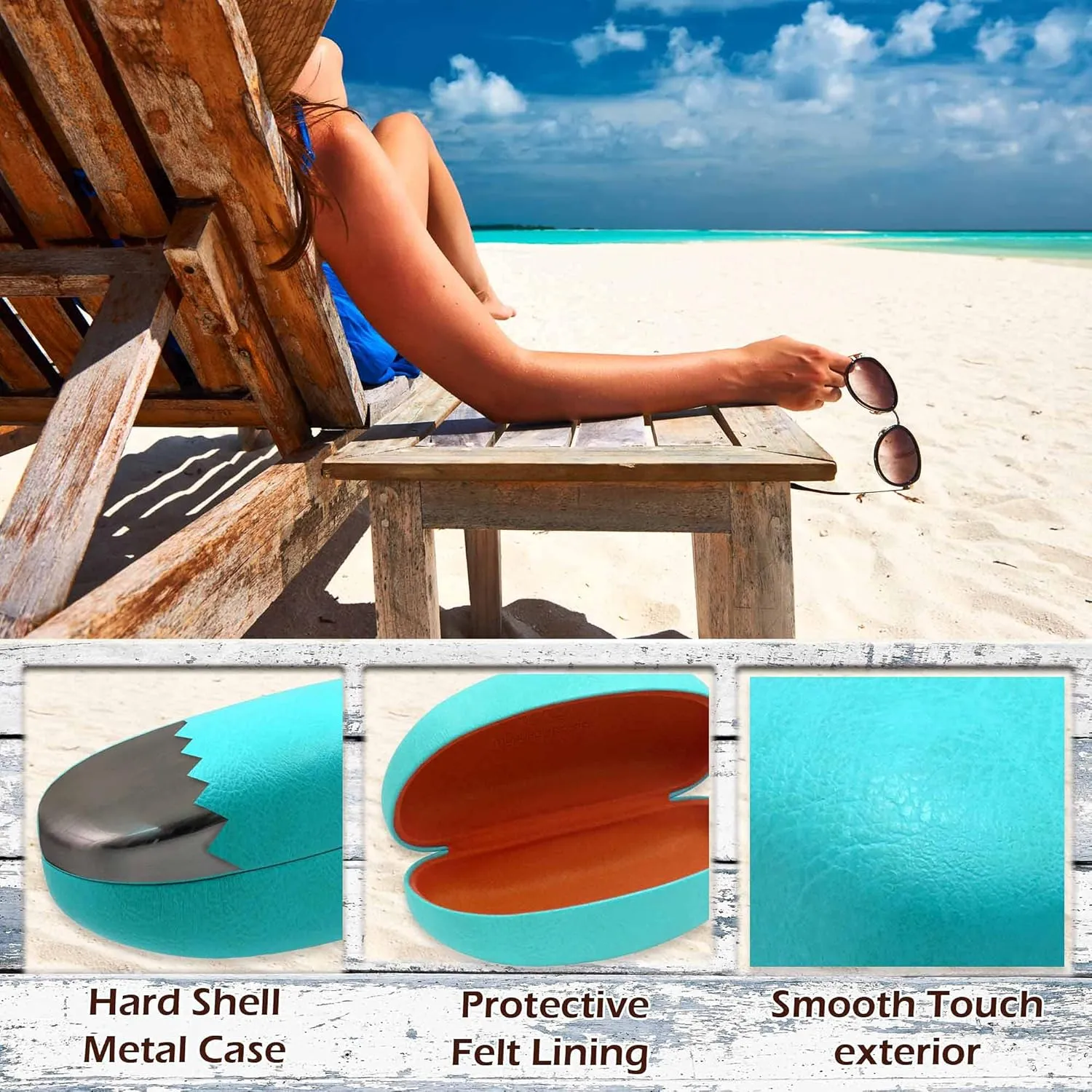 MyEyeglassCase® Large Hard Sunglasses Case | fits Large curved Sunglasses, with microfiber bag and cleaning cloth