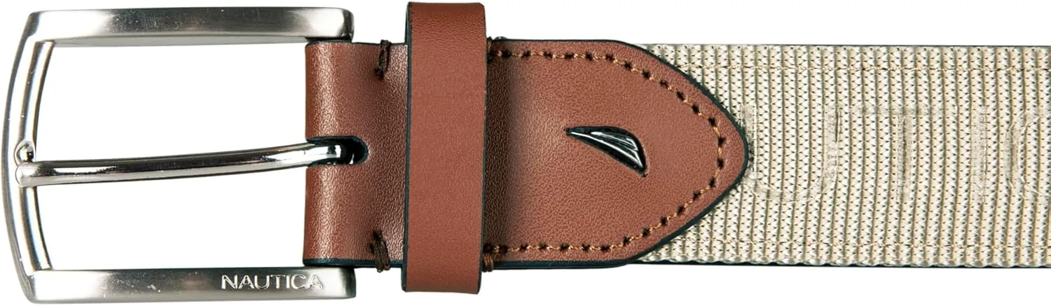 Nautica Men's Casual Leather Belt | Everyday | Classic | Pants | Jeans | Khakis | Chinos | Metal Buckle
