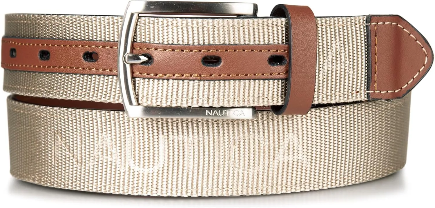 Nautica Men's Casual Leather Belt | Everyday | Classic | Pants | Jeans | Khakis | Chinos | Metal Buckle