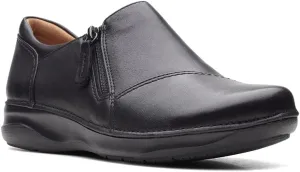 New Clarks Women's Appley Zip Black Leather 9