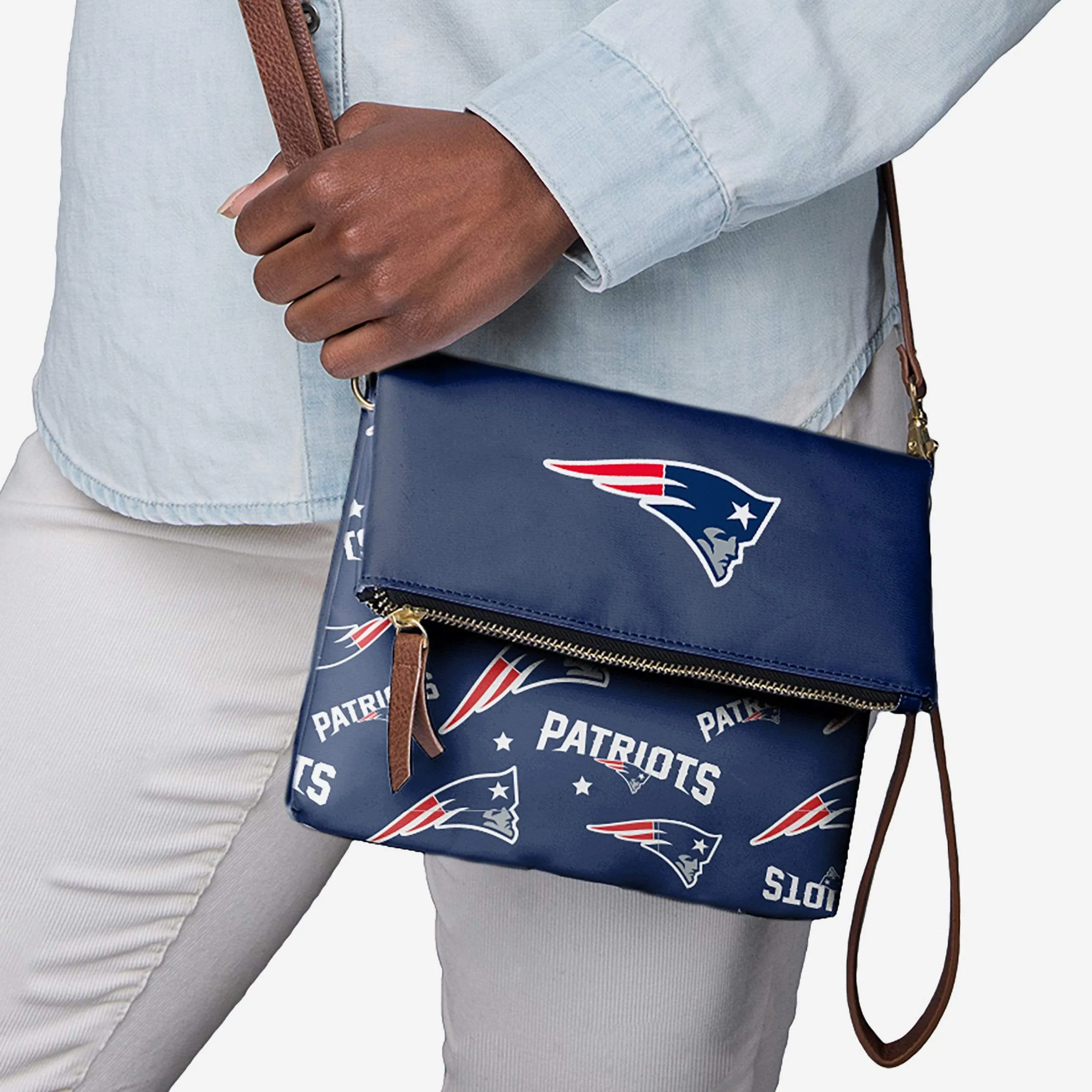 New England Patriots Printed Collection Foldover Tote Bag