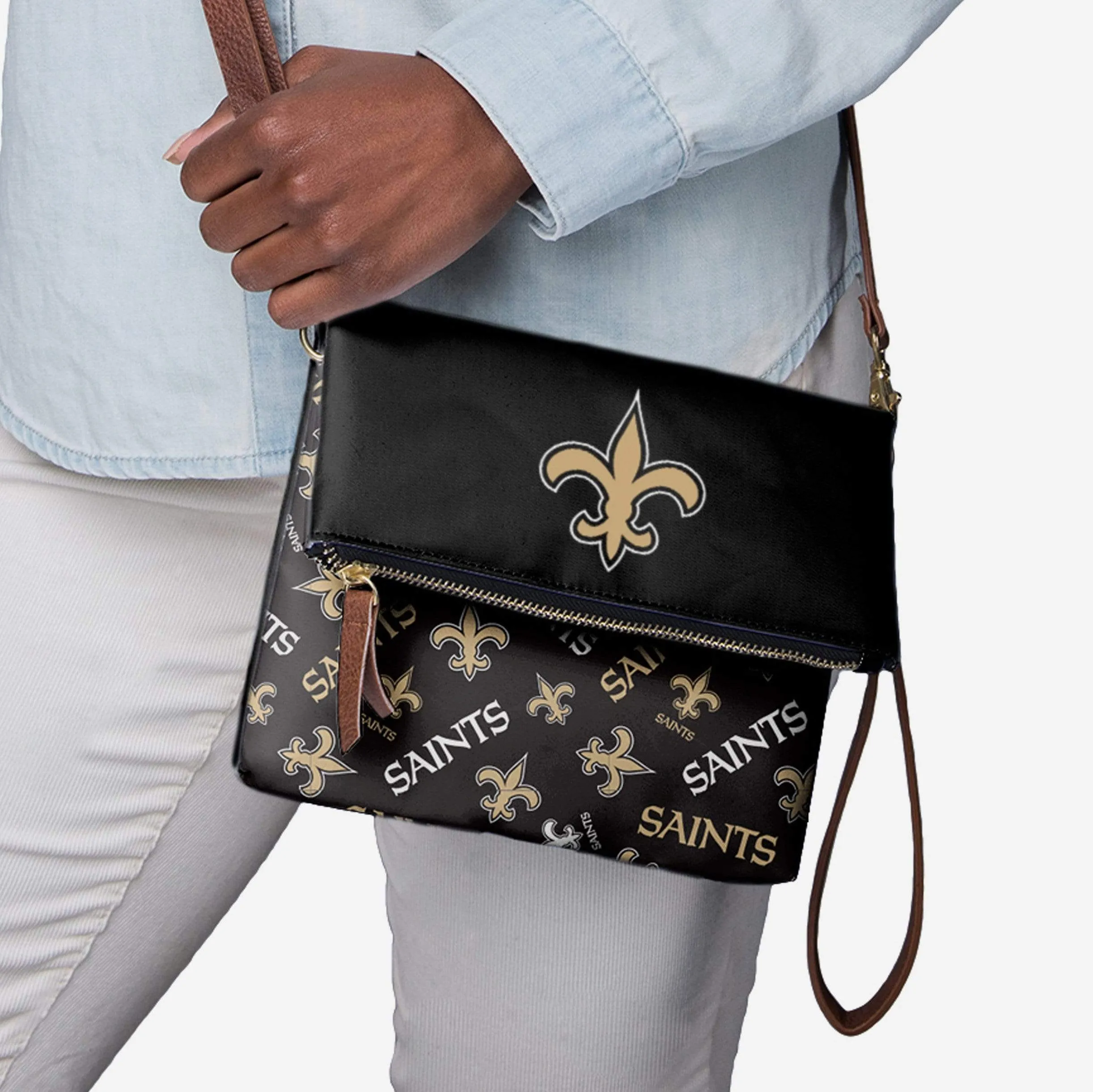 New Orleans Saints Printed Collection Foldover Tote Bag