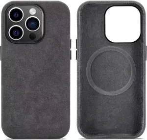 New Protective Case for iPhone 13 All Inclusive Series Phone Handmade Suede Alcantara, Compatible with Wireless Charging (iPhone 13 Pro Max,Black)