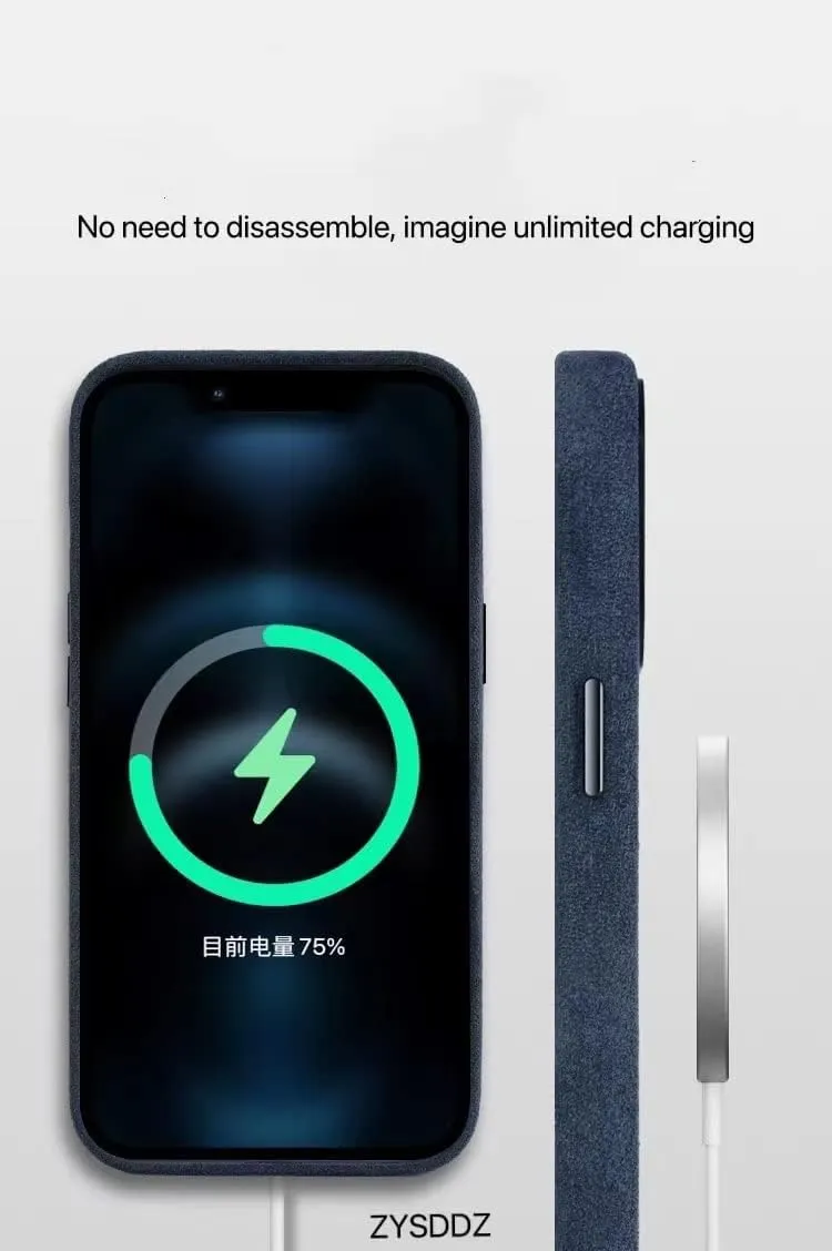 New Protective Case for iPhone 13 All Inclusive Series Phone Handmade Suede Alcantara, Compatible with Wireless Charging (iPhone 13 Pro Max,Black)