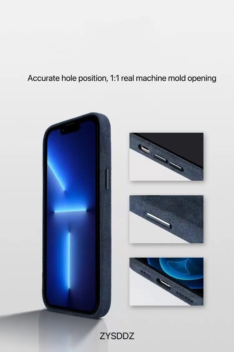 New Protective Case for iPhone 13 All Inclusive Series Phone Handmade Suede Alcantara, Compatible with Wireless Charging (iPhone 13 Pro Max,Black)