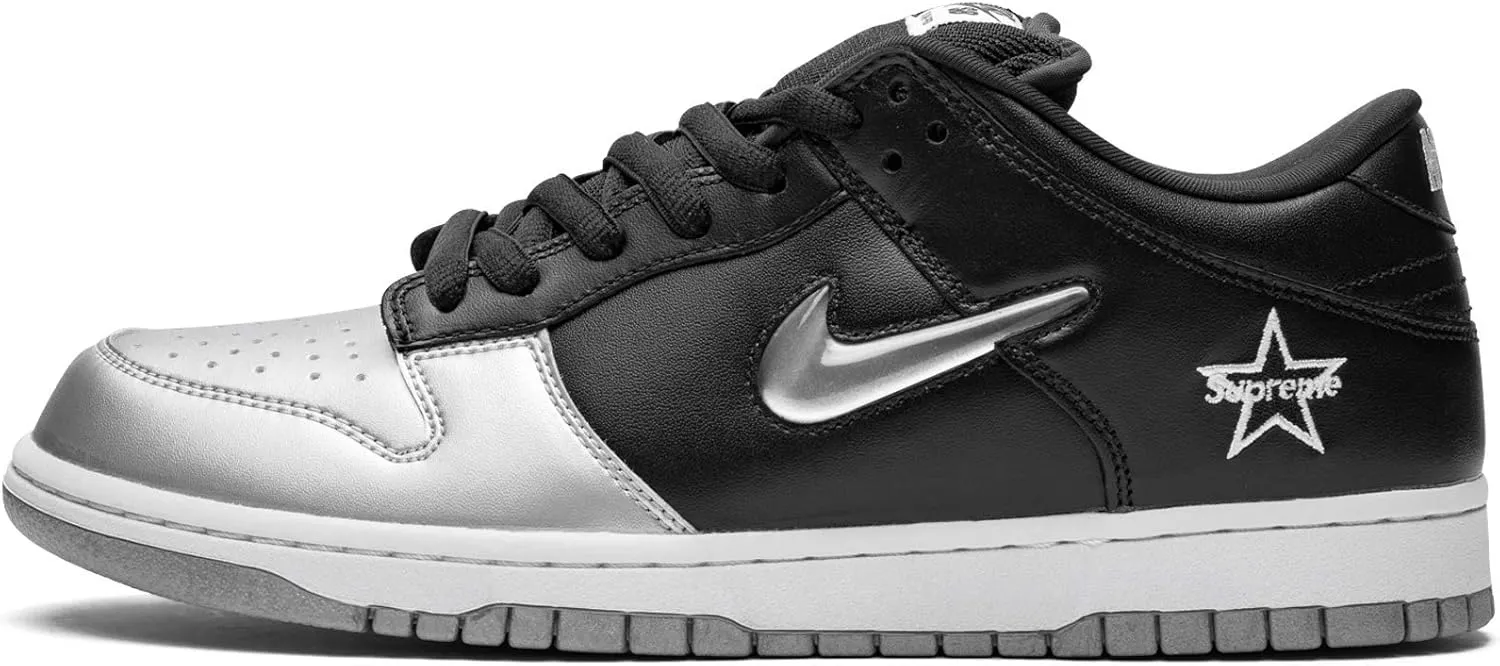 Nike Mens Sb Dunk Low Og Qs Supreme - Jewel Swoosh Silver/Black Ck3480 001 Size - 6