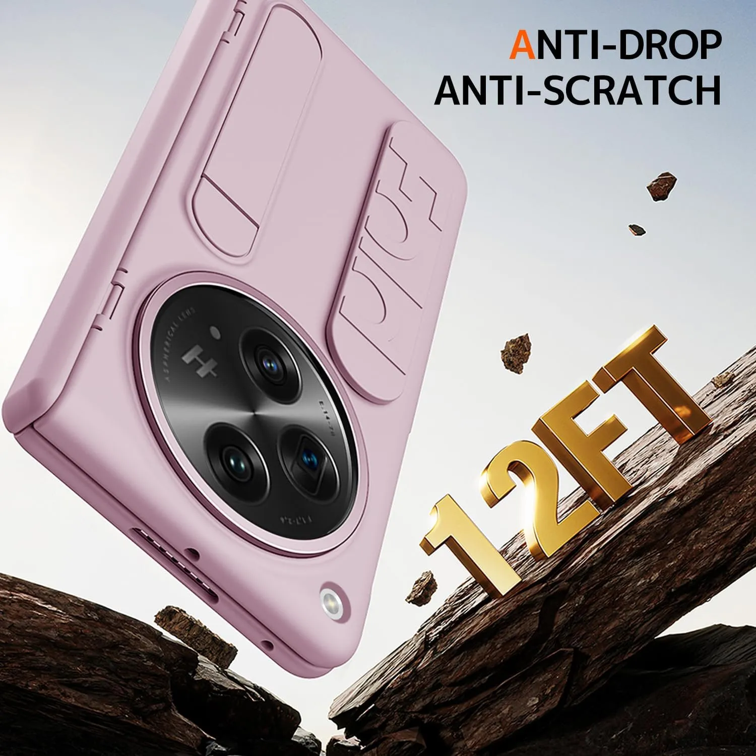 NINKI Grip for OnePlus Open Phone Case with Wrist Strap,Cute Hinge Protective Phone Cover for OnePlus Open 5G Case Hand Strap,Kickstand Cover for Oppo Find N3 Bumper with Screen Protector Women Pink