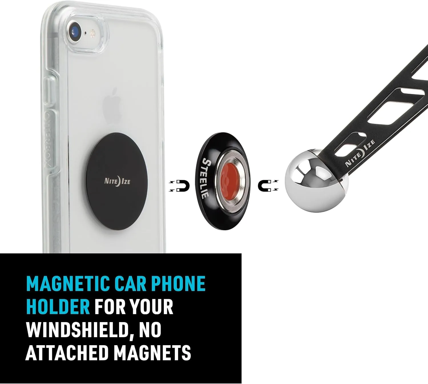 Nite Ize Steelie Windshield Kit - Magnetic Cell Phone Holder for Car Accessories - Sturdy Car Windshield Mount for Cell Phones - Orbiter