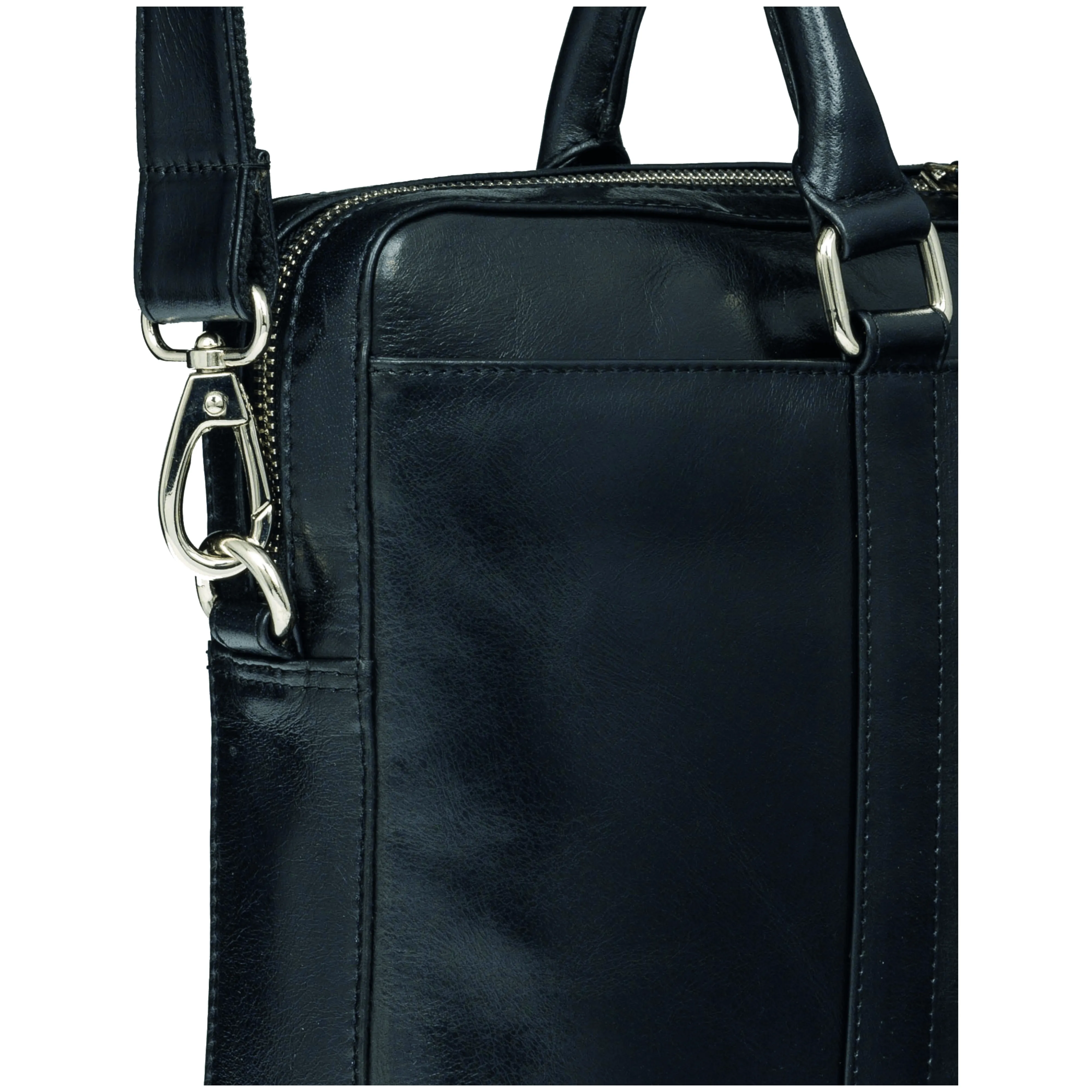 Nordborg - 15" Laptop Slim Leather Briefcase- Black
