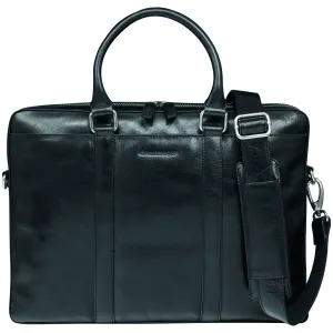 Nordborg - 15" Laptop Slim Leather Briefcase- Black