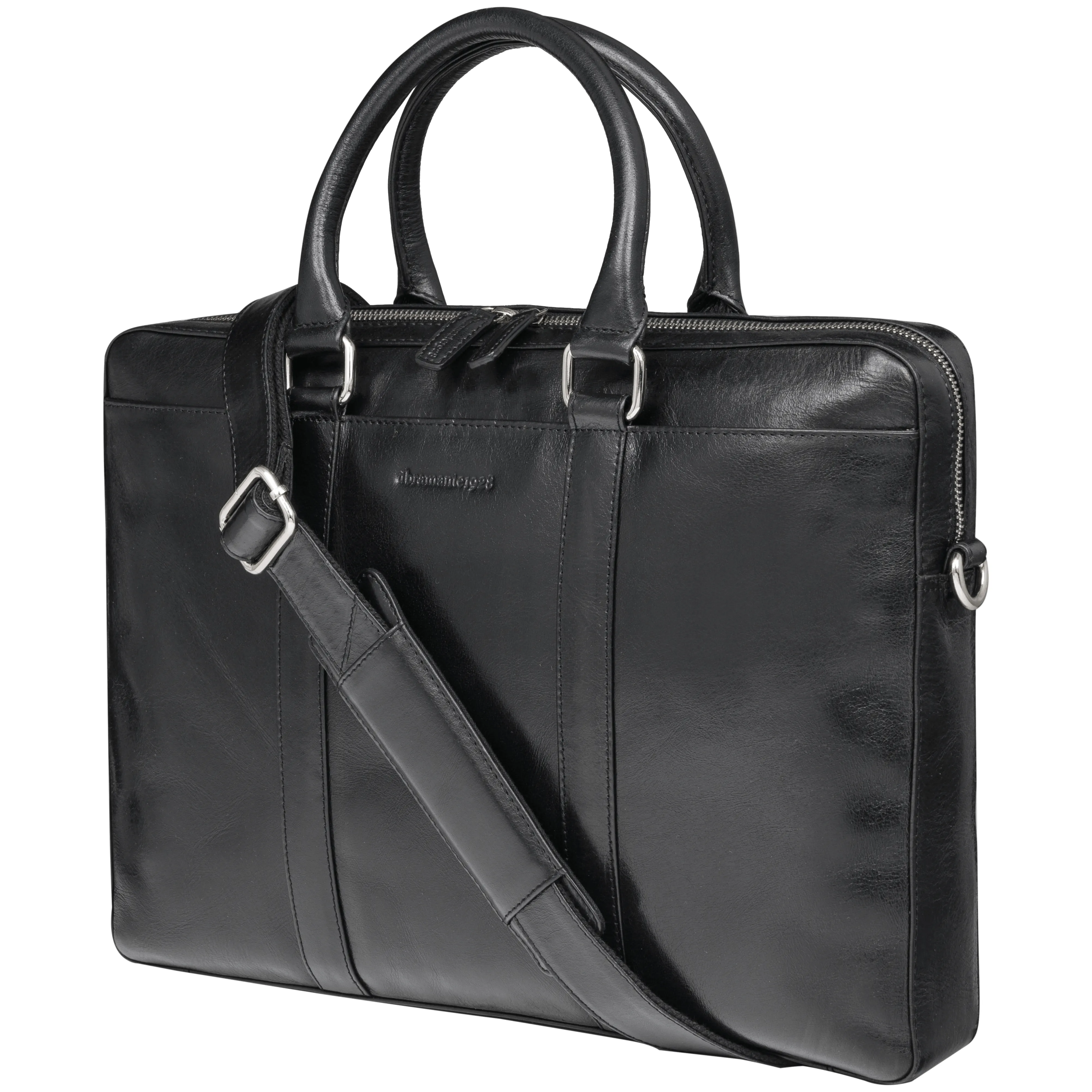 Nordborg - 15" Laptop Slim Leather Briefcase- Black