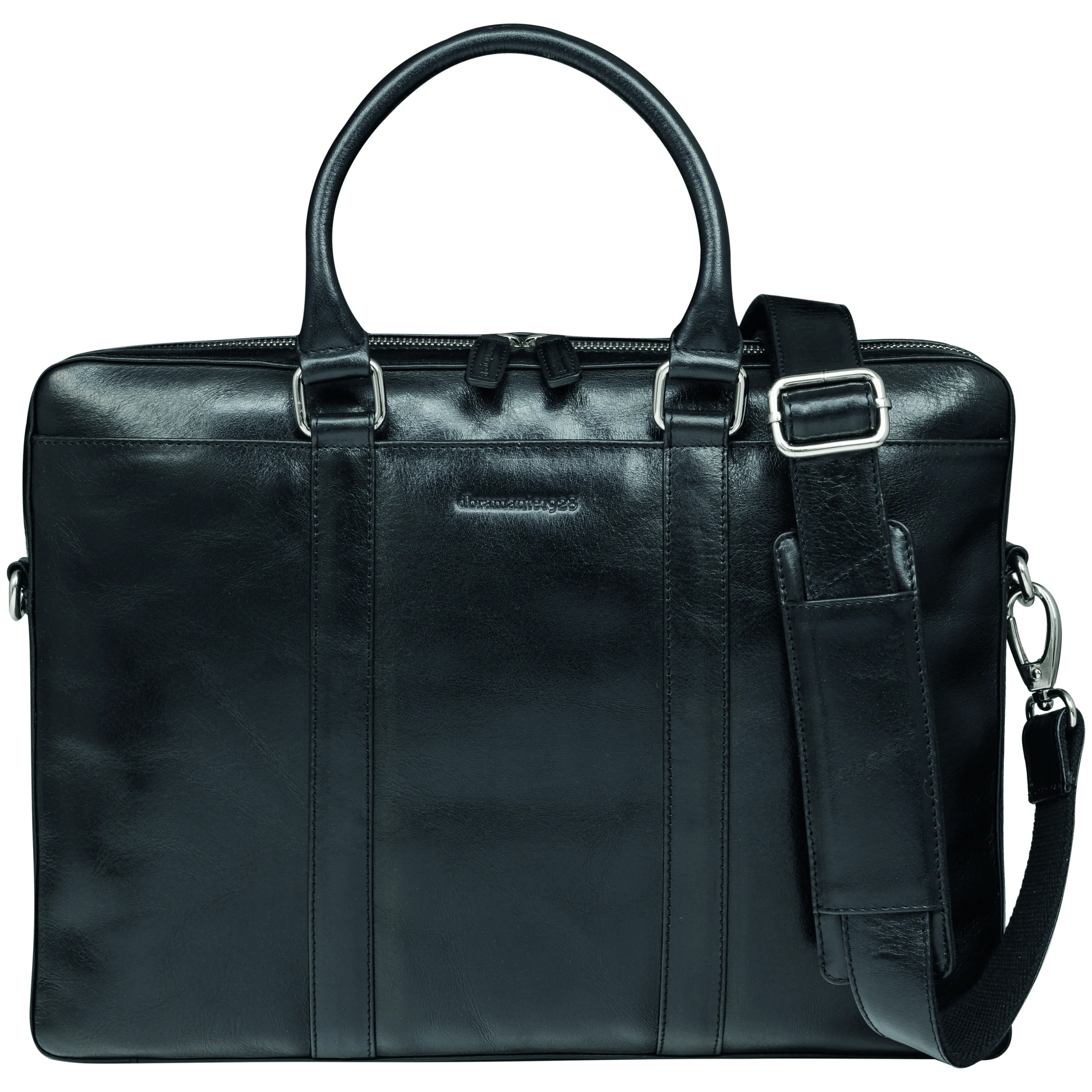Nordborg - 15" Laptop Slim Leather Briefcase- Black