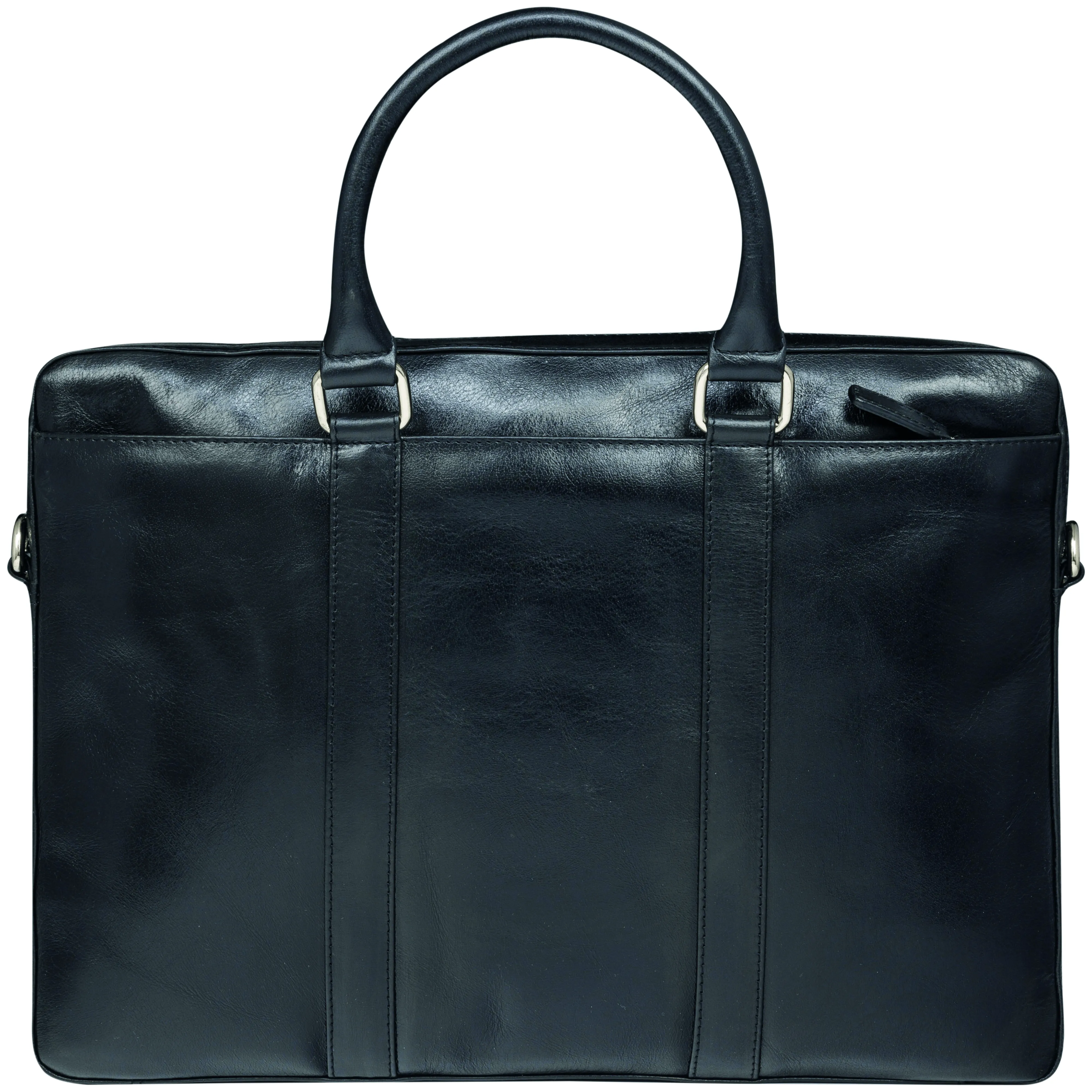 Nordborg - 15" Laptop Slim Leather Briefcase- Black