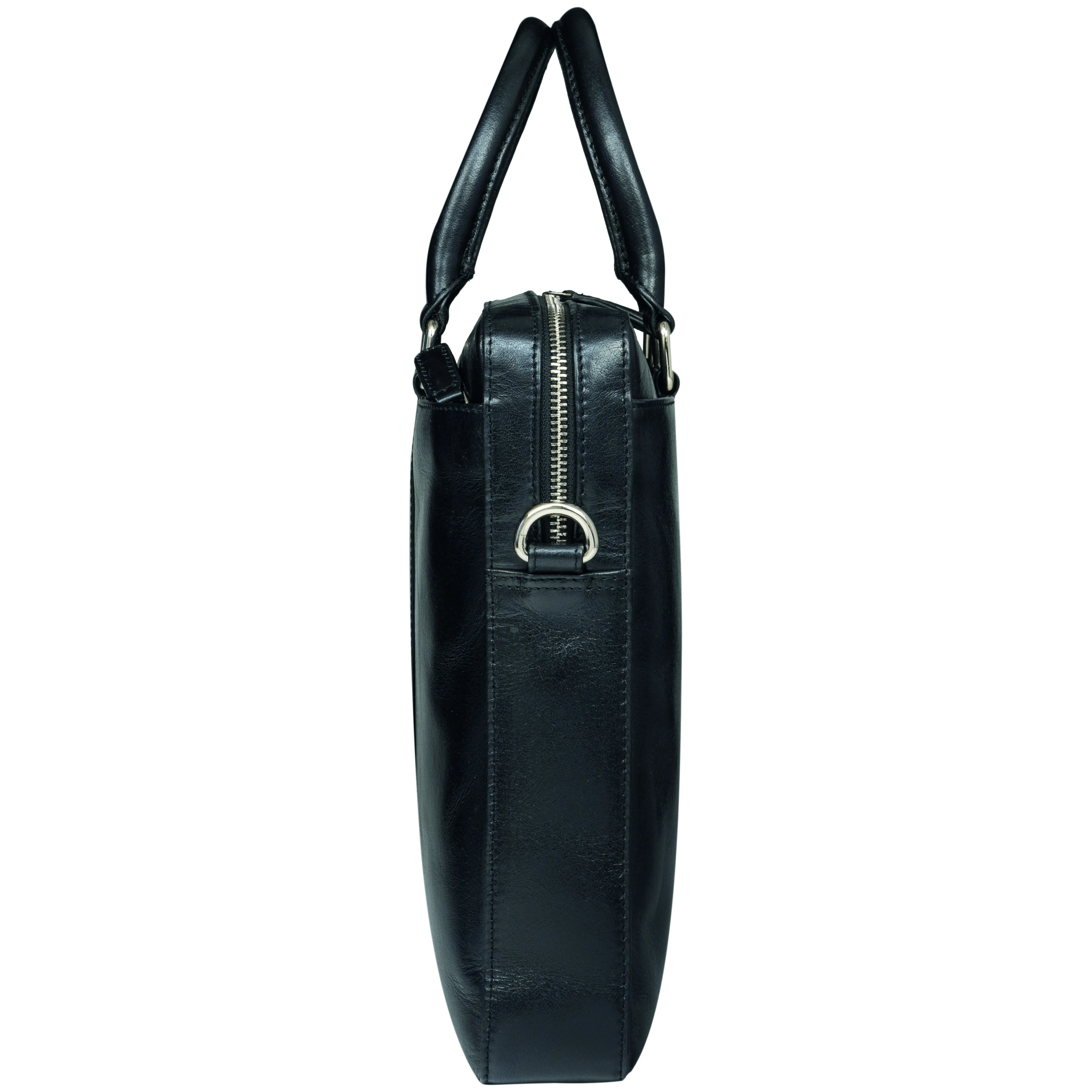 Nordborg - 15" Laptop Slim Leather Briefcase- Black