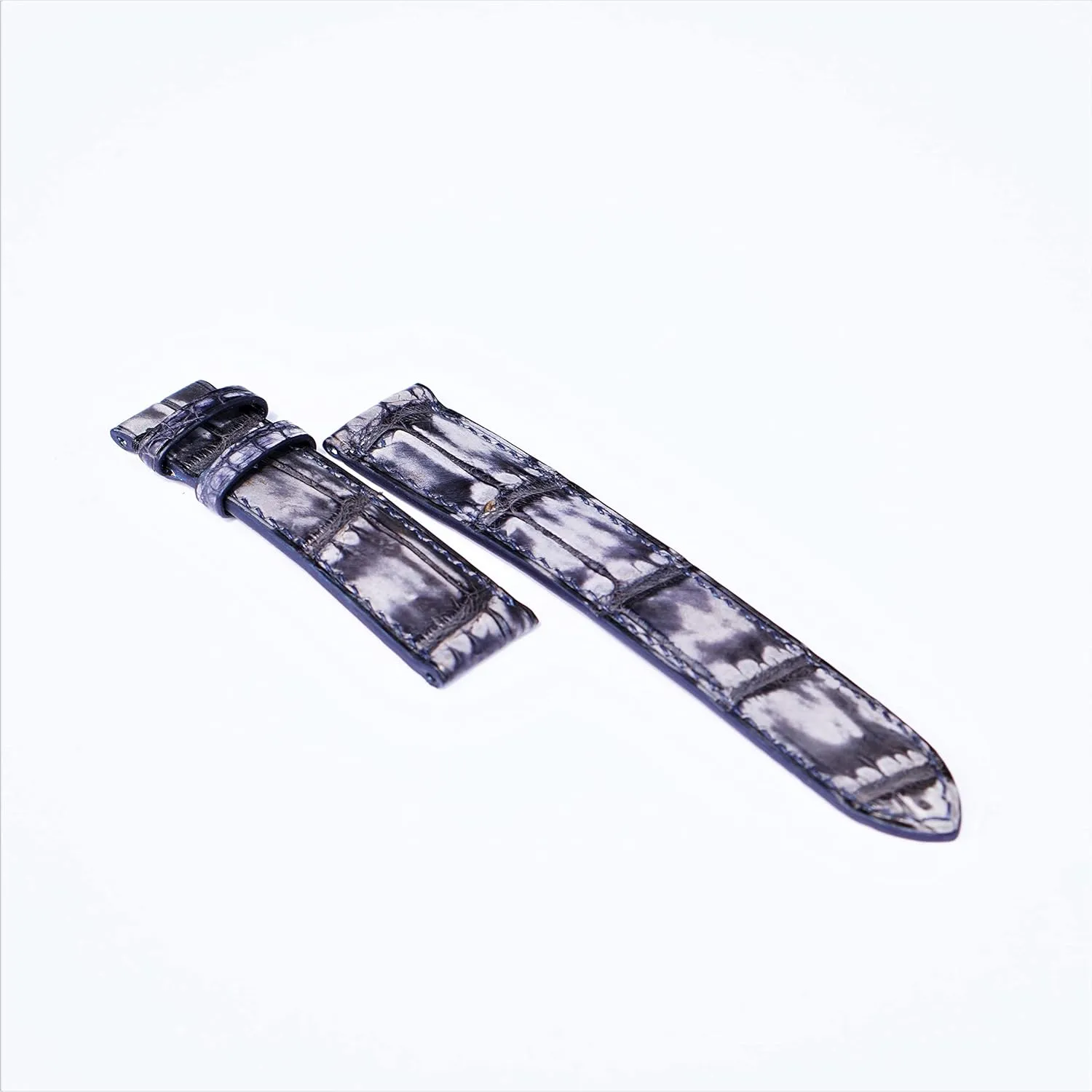 Nubuck Alligator leather watch band, Premium Quality Patina Alligator leather watch strap (22mm, Steel Tang Buckle)