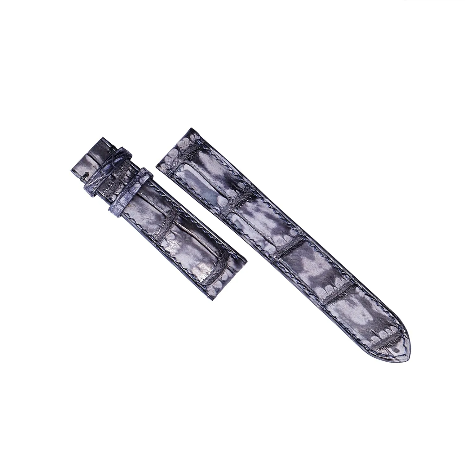 Nubuck Alligator leather watch band, Premium Quality Patina Alligator leather watch strap (22mm, Steel Tang Buckle)