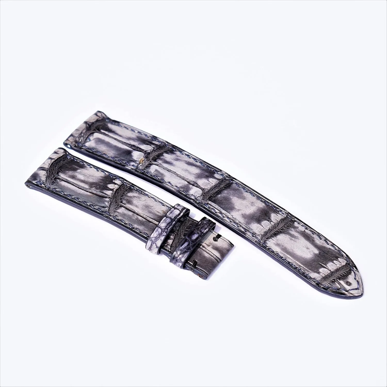 Nubuck Alligator leather watch band, Premium Quality Patina Alligator leather watch strap (22mm, Steel Tang Buckle)