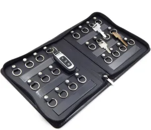 OFFIDIX Portable Zippered Key Case,Leather Portable Key Cabinet 24 Key Hooks Key Organizer,Manager & Landlord Key Holder, Business Padfolio for Real Estate Sales,Hotel Executives, Car Service