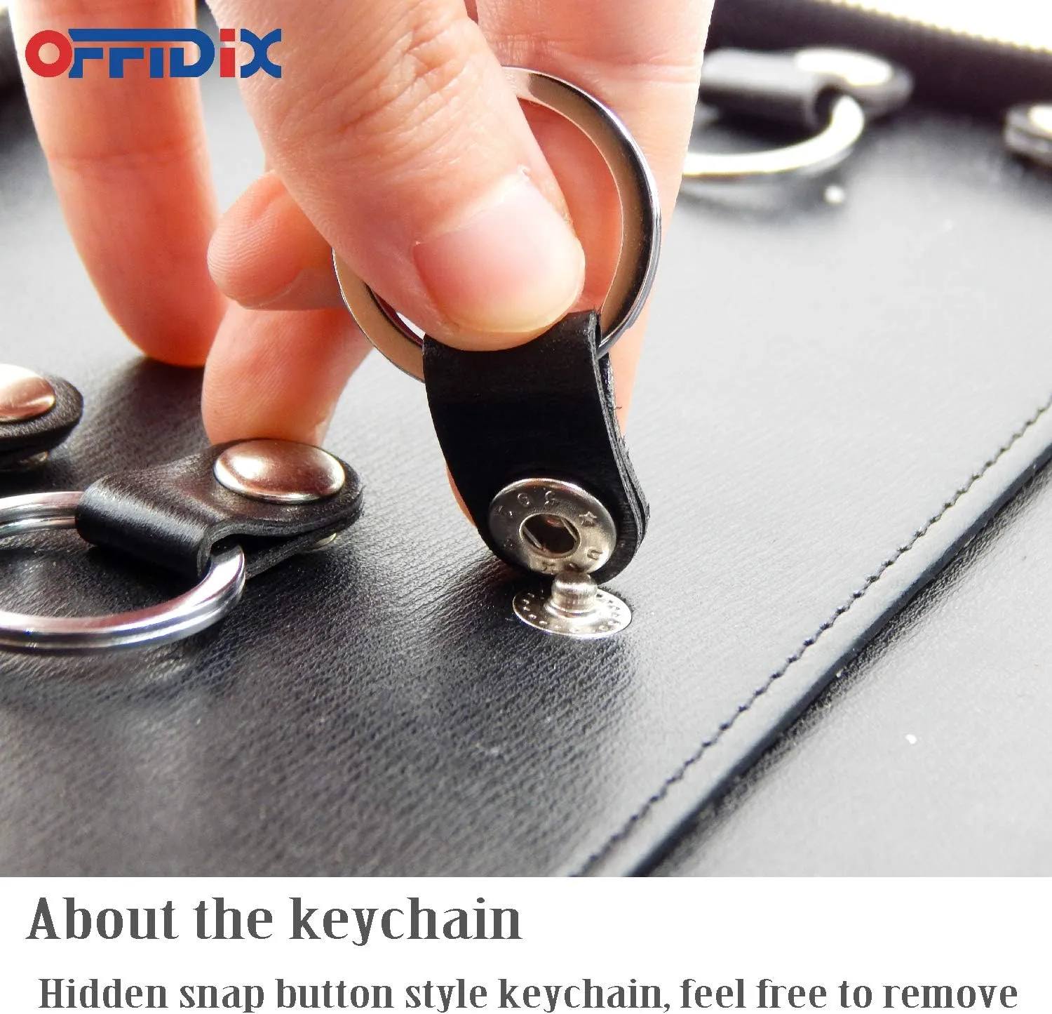 OFFIDIX Portable Zippered Key Case,Leather Portable Key Cabinet 24 Key Hooks Key Organizer,Manager & Landlord Key Holder, Business Padfolio for Real Estate Sales,Hotel Executives, Car Service