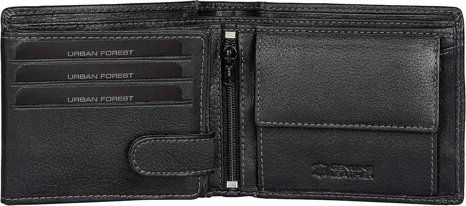 Oliver Leather Wallet for Men, Black, Contemporary